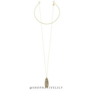 Jane Marie Women’s Hammered Gold Choker With Dalmatian Stone Layered Necklace